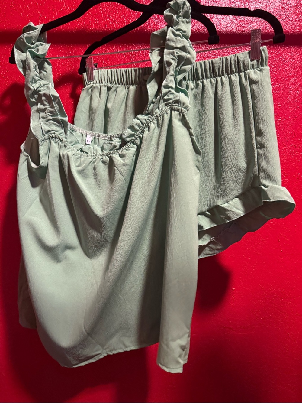 12. NWT Chase Women's Mint Green Ruffled Strap Pajama Set